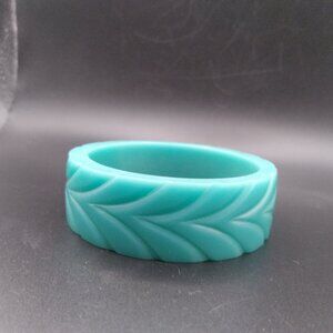 Vintage Carved Blue plastic Bangle bracelet